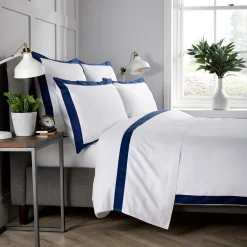 400 Thread Count Banded Duvet Set Navy