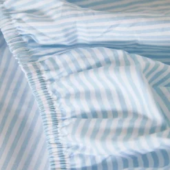 300 Thread Count Blue Ticking Fitted Sheet
