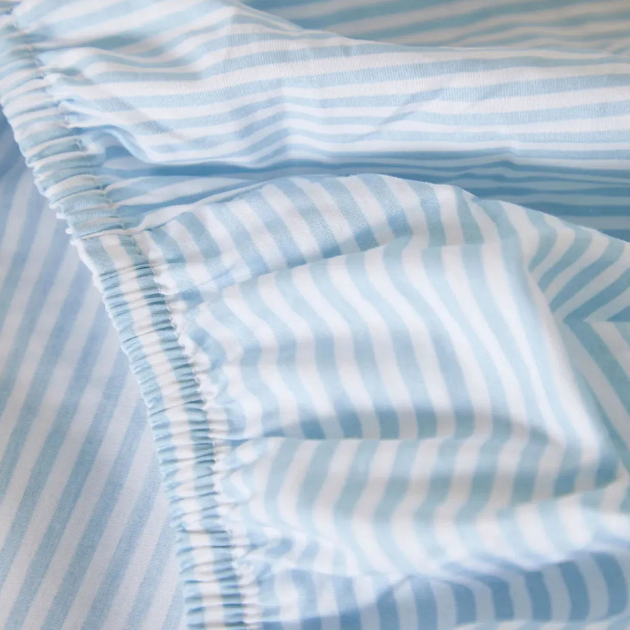 300 Thread Count Blue Ticking Fitted Sheet