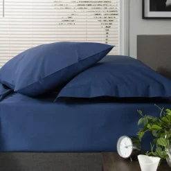 200 Thread Count Cotton Percale Housewife Pillowcase Pair Navy