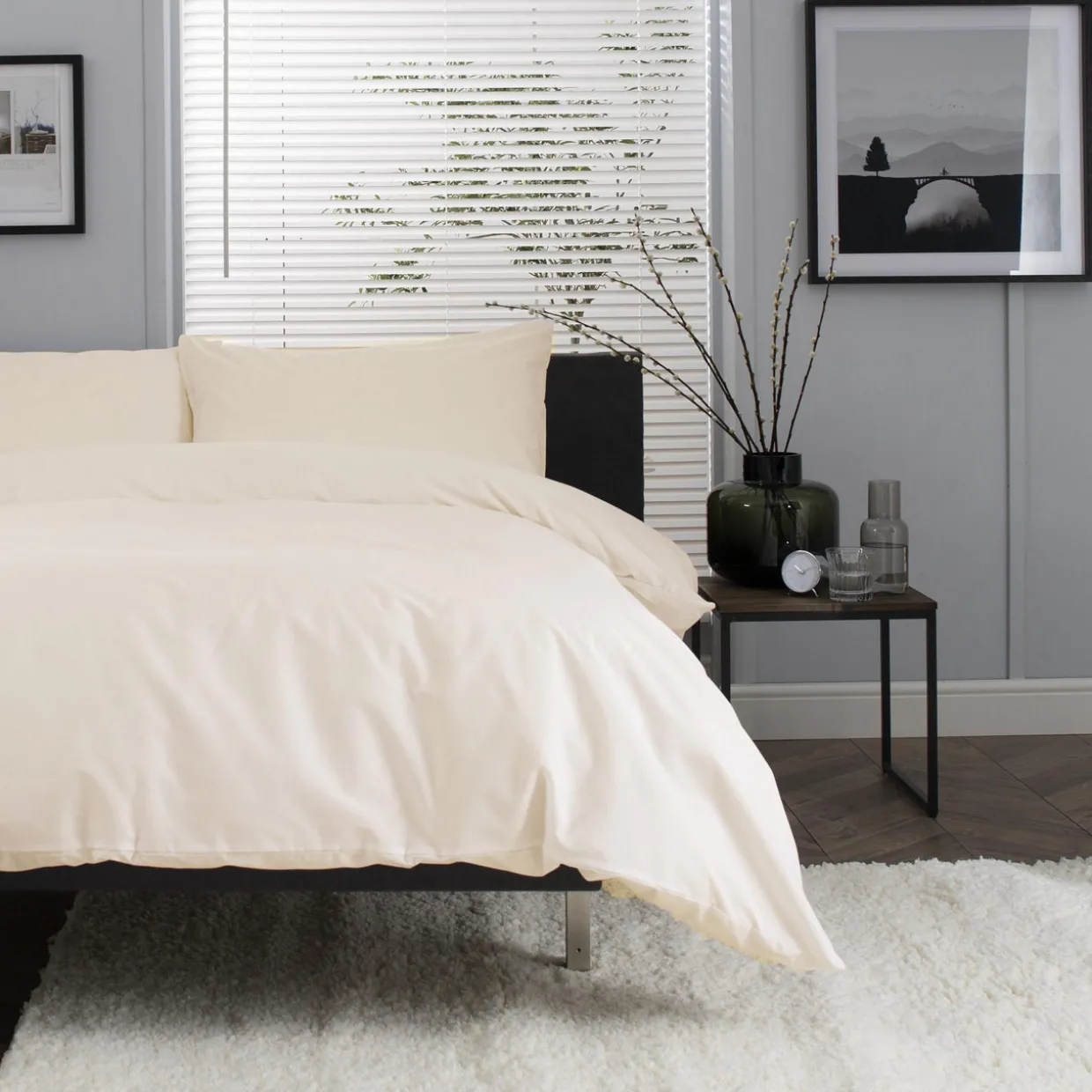 200 Thread Count Cotton Percale Duvet Set Ecru