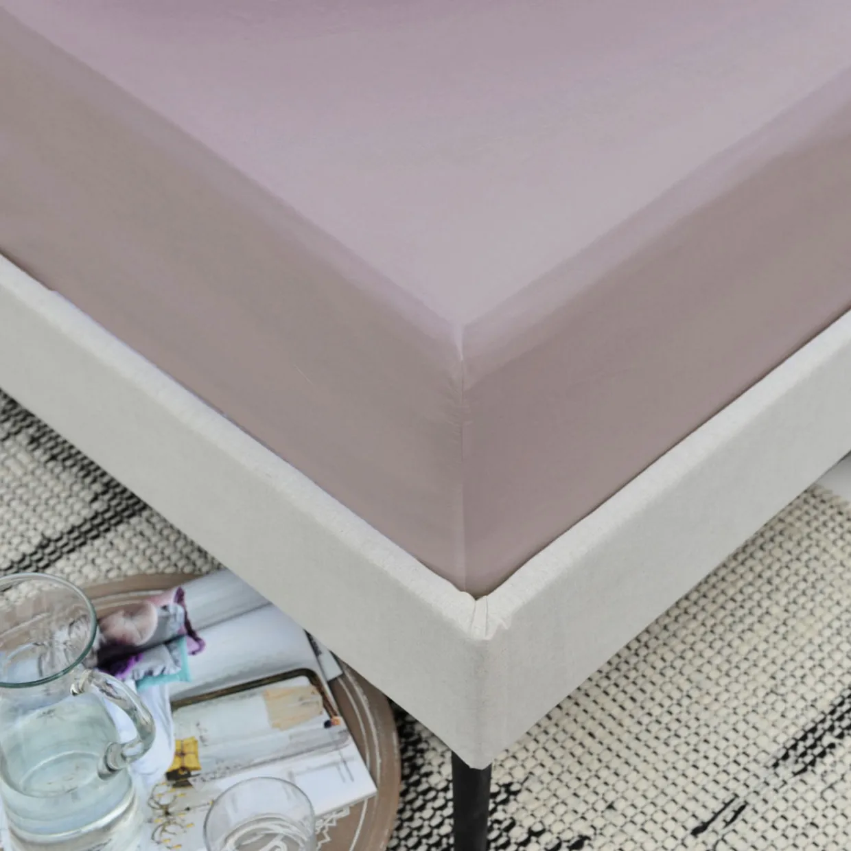 200 Thread Count Cotton Percale Fitted Duck Pink