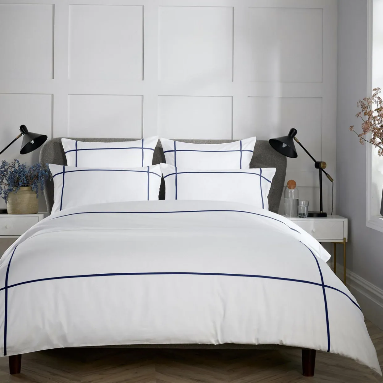 400 Thread Count Criss Cross Duvet Set Navy