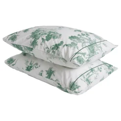 300 Thread Count Green Toile Standard Pillowcase Set