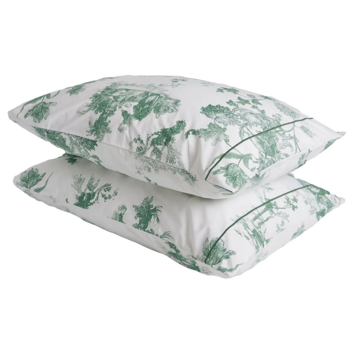 300 Thread Count Green Toile Standard Pillowcase Set