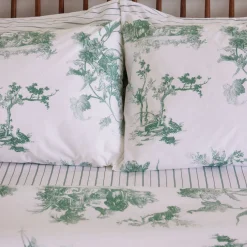 300 Thread Count Green Toile Standard Pillowcase Set