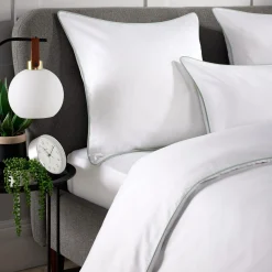 400 Thread Count Piped Square Pillowcase Sage