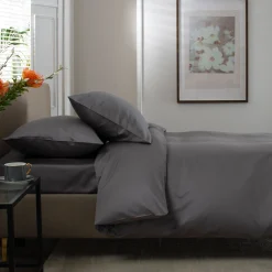 400 Thread Count Sateen Duvet Set Dark Grey