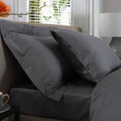 400 Thread Count Sateen Housewife Pillowcase Pair Dark Grey