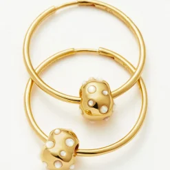 Abacus Nugget Charm Medium Hoop Earrings