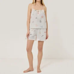 Abstract Embroidered Cami & Shorts Pyjama Set