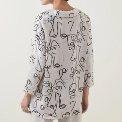 Abstract Face Print Blouse