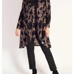Abstract Print Longline Cardigan