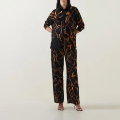 Abstract Print Straight Leg Trousers