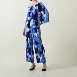 Abstract Print Wide Leg Trousers