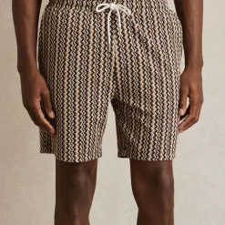 Abstract Stripe Drawstring Shorts