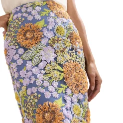 Alessandra Sequin Floral Pencil Skirt