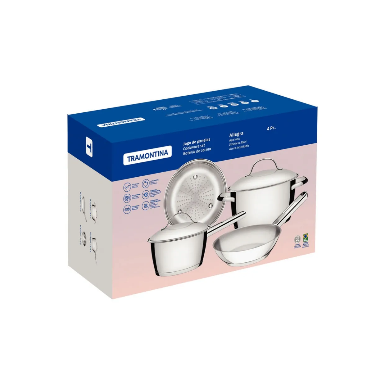 Allegra Stainless Steel Four-Piece Cookware Set
