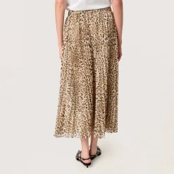 Anaya Evelina Pleated Leopard Skirt
