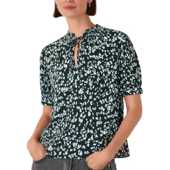 Animal Print Tie-Front Blouse