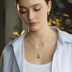 Aqua Chalcedony Stepping Stone Necklace