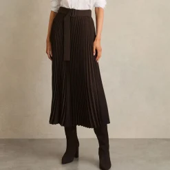 Ava Belted Pleated Skirt