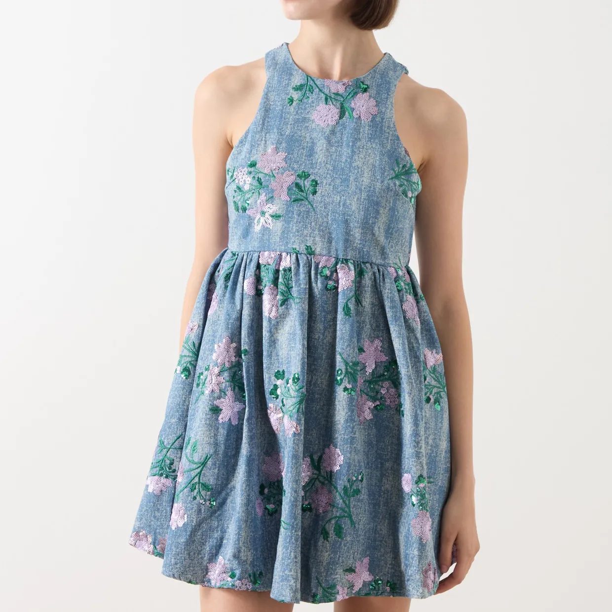 Azul Embellished Denim Mini Dress