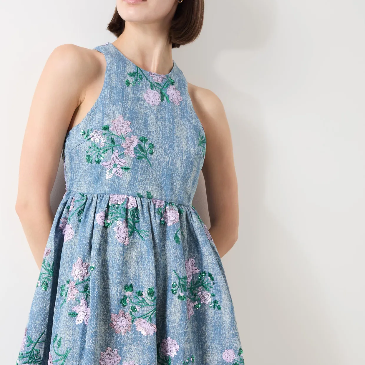 Azul Embellished Denim Mini Dress