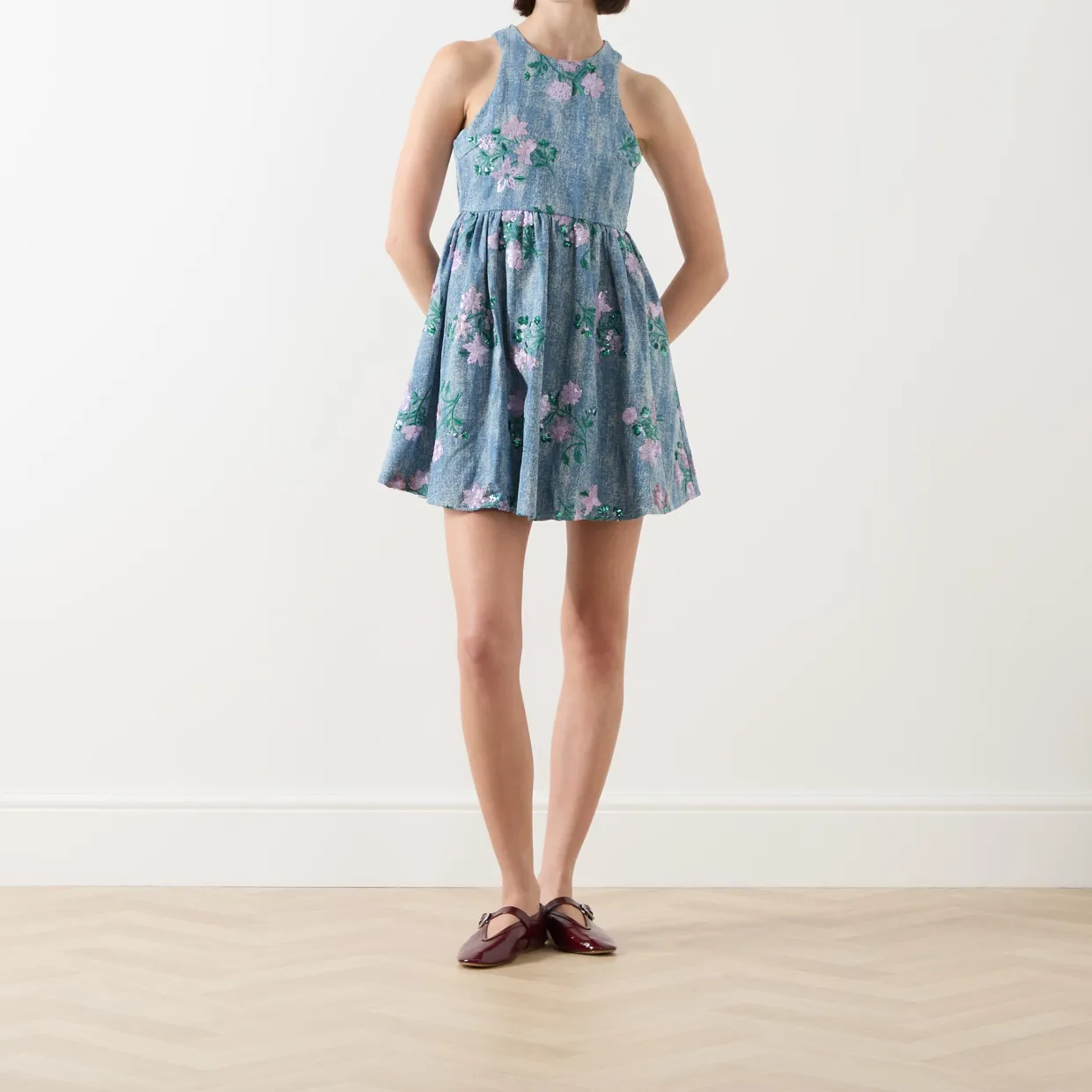 Azul Embellished Denim Mini Dress