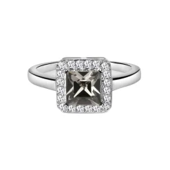 Black & Clear Stone Square Ring