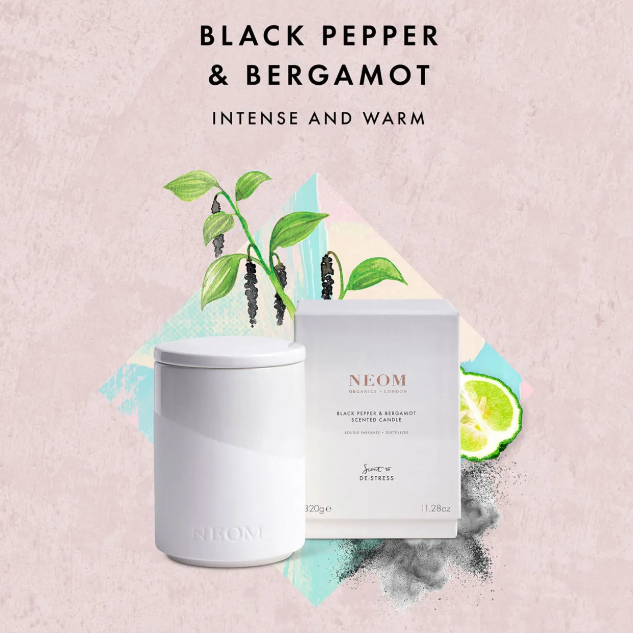 Black Pepper & Bergamot Two-Wick Scented Candle 320g
