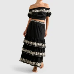 Blaire Embroidery Tiered Skirt