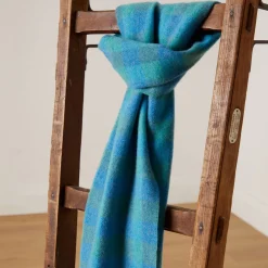 Blue & Green Check Lambswool Scarf
