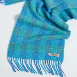 Blue & Green Check Lambswool Scarf