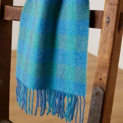 Blue & Green Check Lambswool Scarf