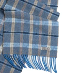 Blue & Mink Check Lambswool Scarf