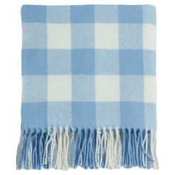 Blue Check Lambswool Baby Blanket
