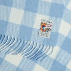 Blue Check Lambswool Baby Blanket