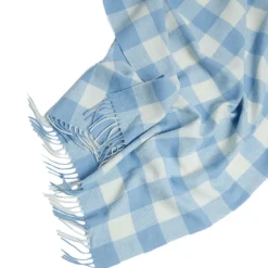 Blue Check Lambswool Baby Blanket