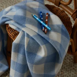 Blue Check Lambswool Baby Blanket