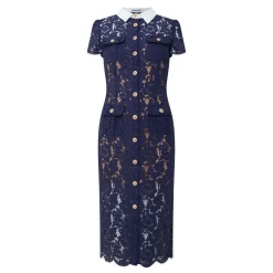 Bouclé Knit Bow Flared Dress