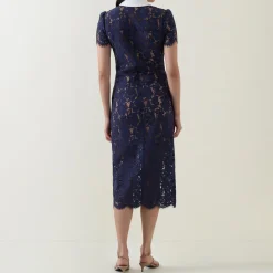 Bouclé Knit Bow Flared Dress