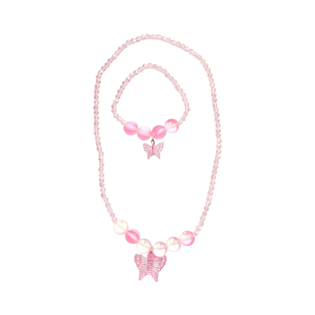 Boutique Holo Pink Crystal Two-Piece Bracelet & Necklace Set