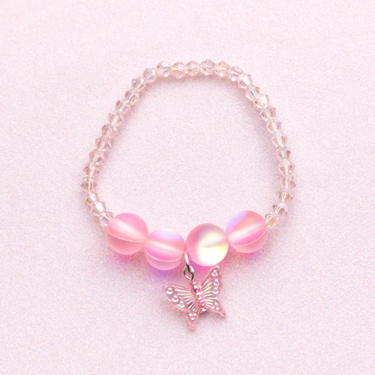 Boutique Holo Pink Crystal Two-Piece Bracelet & Necklace Set
