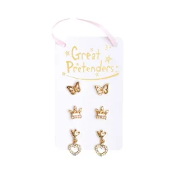 Boutique Royal Crown Studded Earrings Set of Three