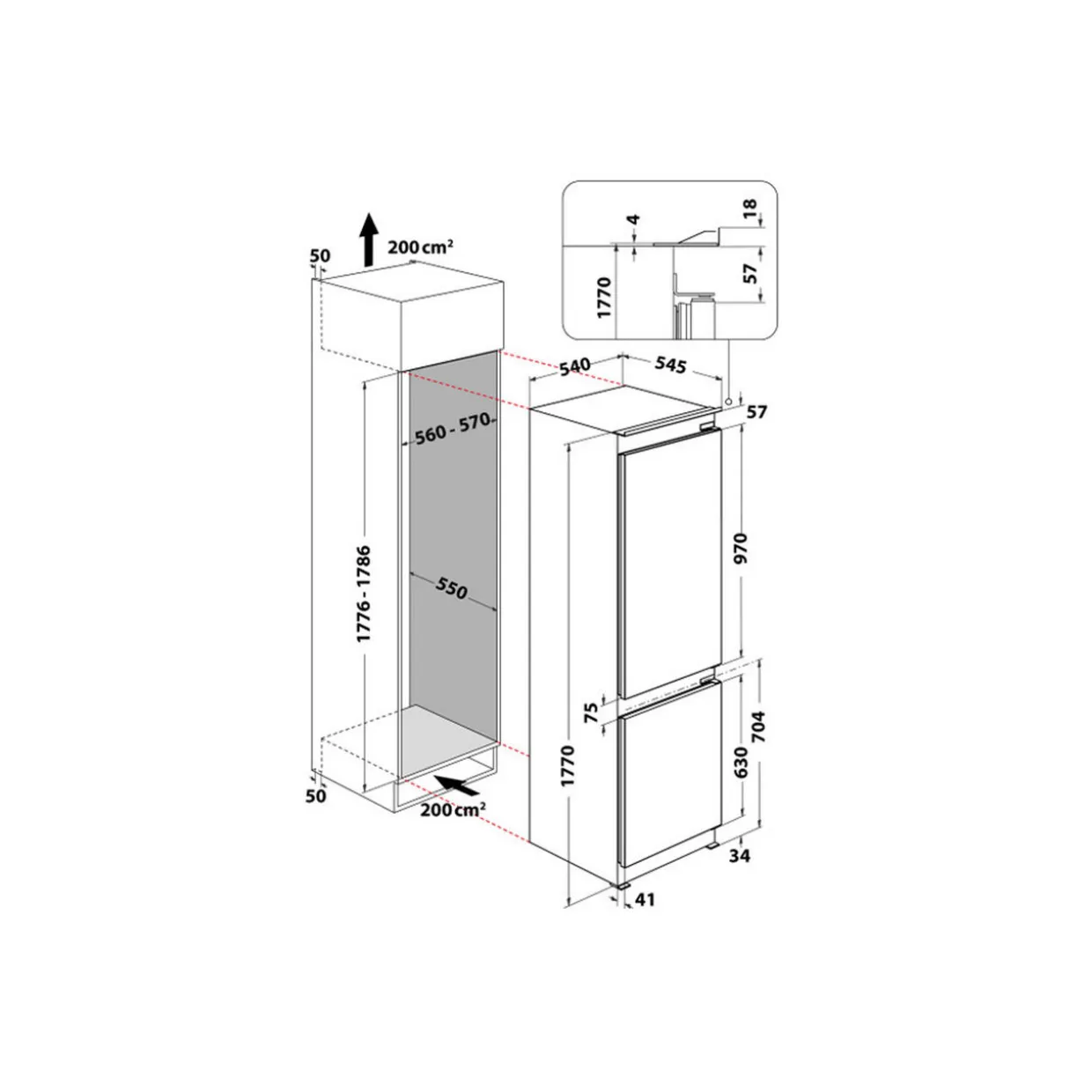 Built In 55cm Total NoFrost Fridge Freezer 70-30