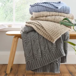 Cable Knit Throw Grey