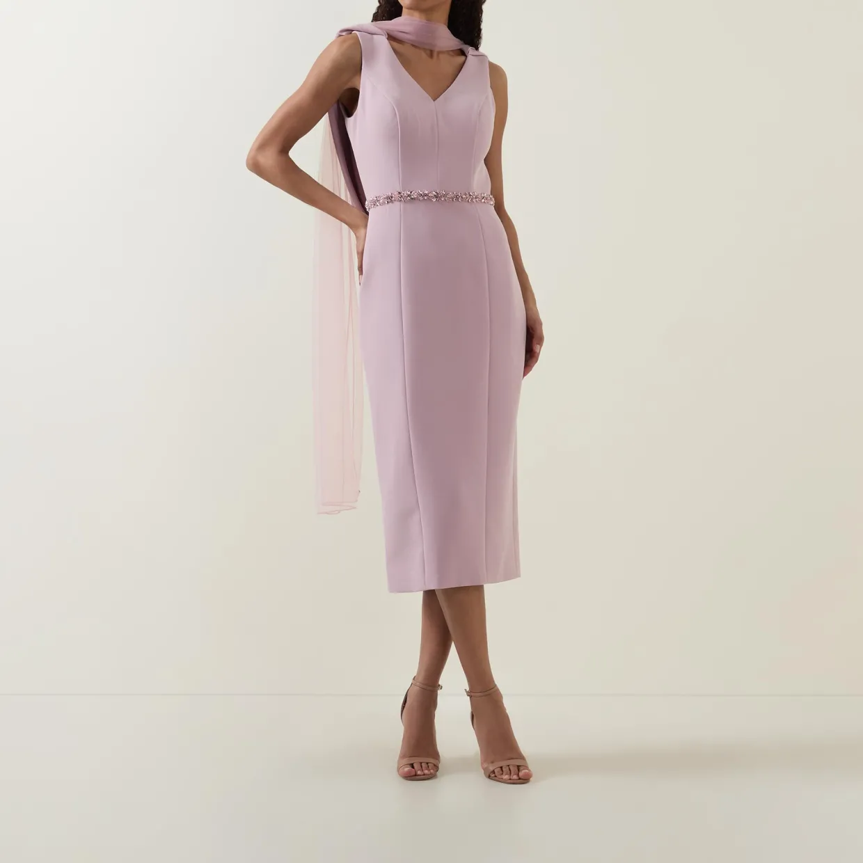 Cape-Sleeve Pencil Dress