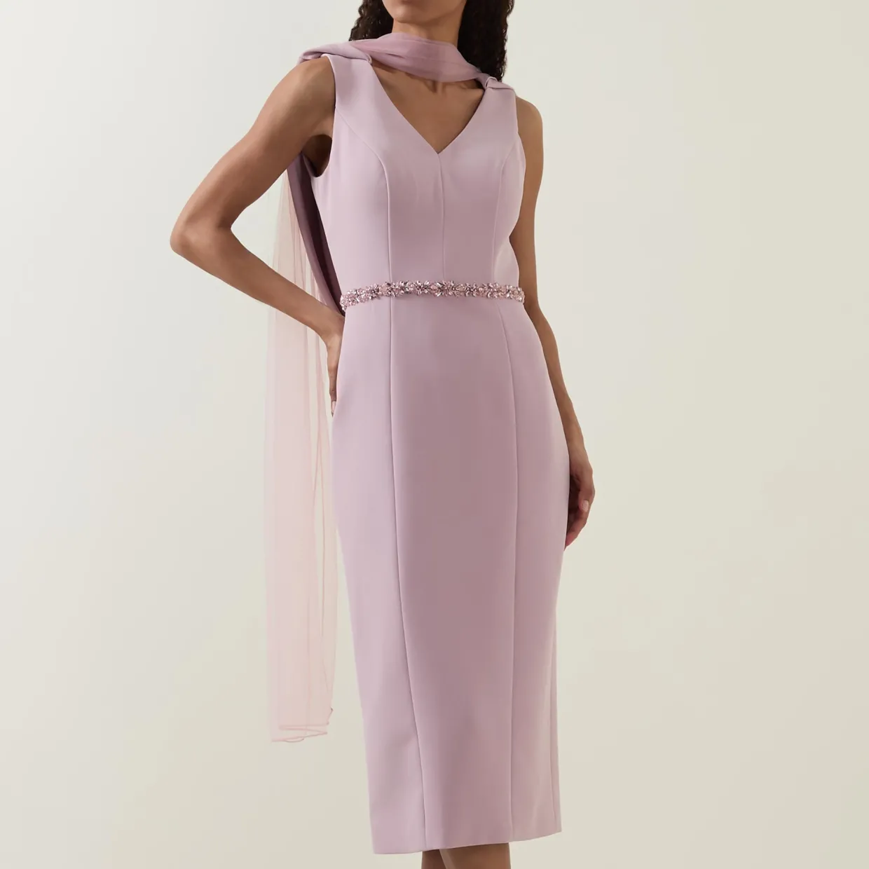 Cape-Sleeve Pencil Dress