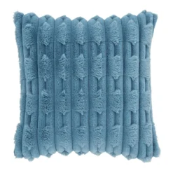 Carved Faux Fur Cushion Blue